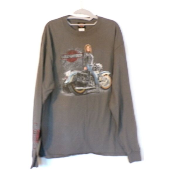 Harley-Davidson Long Sleeve‎ T-Shirt Desert Wind Mesa Arizona Gray Biker Chick